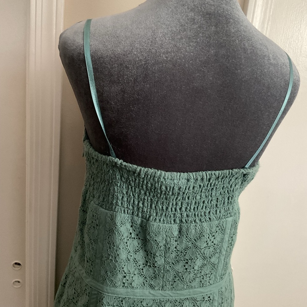 NWT BCBGMAXAZRIA Green Lace Strapless Sheath Dress 12 L Sweetheart Midi Cocktail - Picture 7 of 7